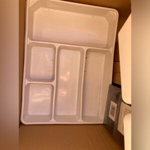2 White Plastic Cutlery Tray